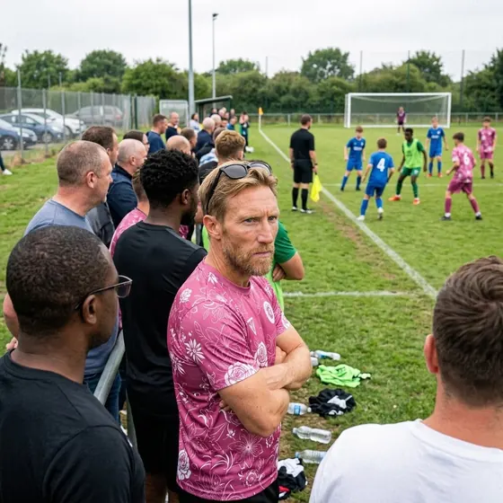 Guy Rogers, CEO of Trivela FC, at a football stadium